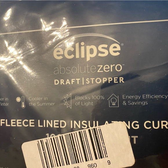 Eclipse AbsoluteZero Draft Stopper Fleece Lined Insulating Curtain - Set of 2 - Picture 3 of 4